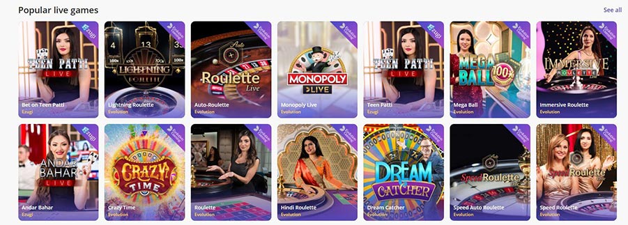 Casino days - Popular live games